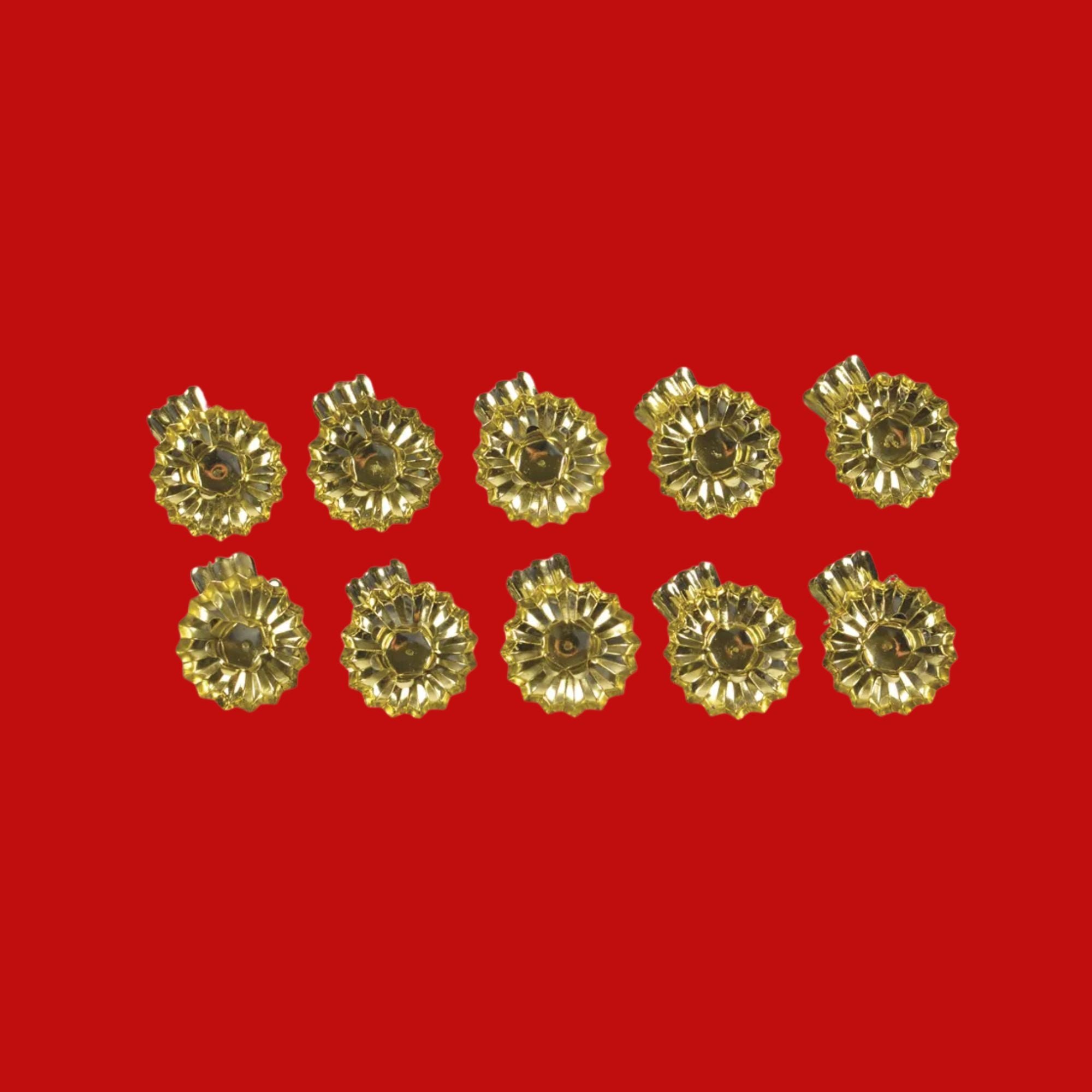 Set van 10 kerstboomkaarsjeshoudertjes, goudkleurig