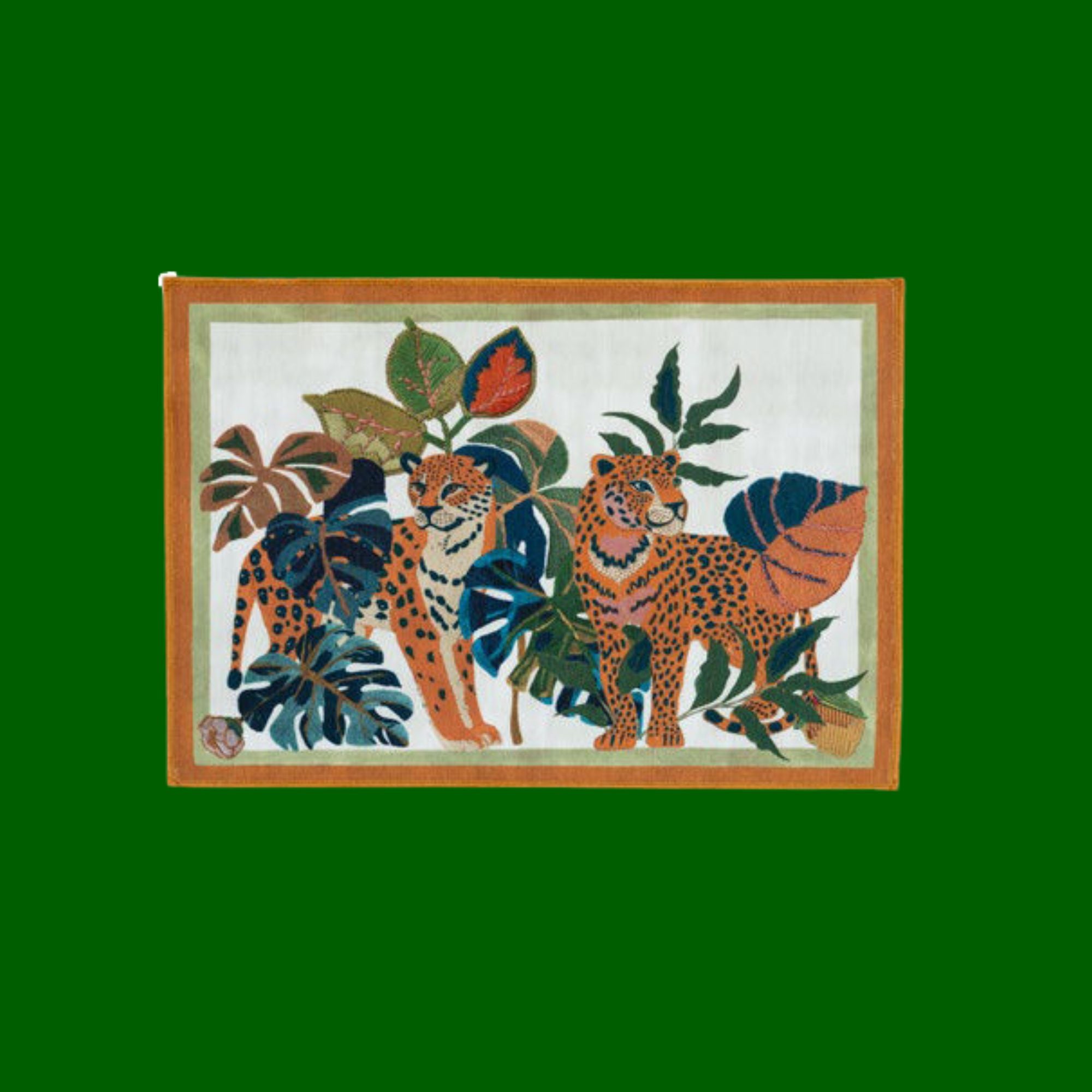 Placemats Leoleaf met luipaarden tussen de monstera's , set van 2 in een tasje