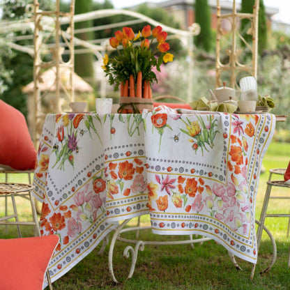 Tuli linnen tafelkleden en loper met tulpen, kies je formaat