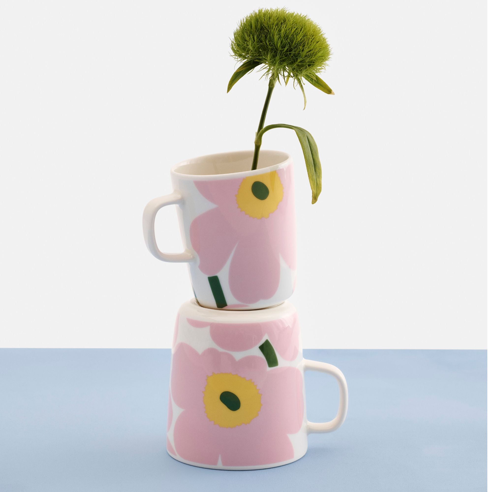 Marimekko mok Oiva Unikko lente: roze, lichtgeel en groen | 4 dl